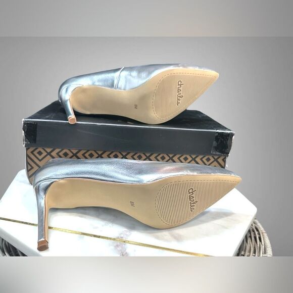 Charles by Charles David Smooth Metallic Sliver Pumps Heels Size 8 - Picture 11 of 12